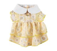 Generisch Elegant Pet Dress with Lace Up Detail Adorable Printed Sun Dress for Small Dogs Cats Fashionable Holiday Outfit (Light Yellow, M)
