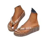 Generisch Elegant Raffia Wedge Heel Beach Sandals for Women - Comfortable Slip-On Mules for Summer Beach Days Casual Holiday Moments, brown, 2/2.5 UK
