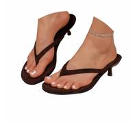 Generisch Elegant Sandals with Heel for Summer Beach Fashion - Mid Heel Design Versatile Everyday Holiday Companion Distinctive Simplicity in High-Quality Finish, brown, 6 UK
