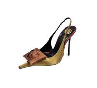 Generisch Elegant Sandals with Pink Satin Ribbon Stiletto Heel - Perfect Party Shoes for Style-Conscious Performances Versatile Combinable High Quality Workmanship, khaki, 4 UK