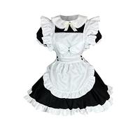 Generisch Elegant Servant Costume, Cosplay Clothing, Historical Servants Outfit with Puff Sleeves for Thematic Events (Black, L)