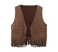 Generisch Elegant Shirts Men's Cowboy Cowgirl Vest Tassel Fringe Waist Coat Top Party Costume, brown, 11-12 Years