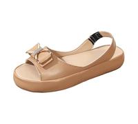 Generisch Elegant Summer Toe Sandals with Bow Soft Breathable Insole Lightweight Non-Slip Rubber Sole for Comfortable Everyday Comfort, khaki, 6 UK
