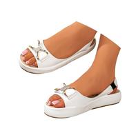 Generisch Elegant Thong Sandals with Bow Soft Breathable Insole Lightweight Non-Slip Rubber Sole for Comfortable Everyday Comfort, White, 10 UK