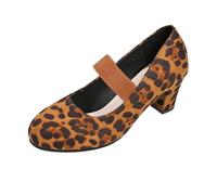 Generisch Elegant Velour Dirndl Shoes with Straps for Wedding Party - Women's with Medium Heel for Versatile Festive Occasions, brown, 8.5 UK