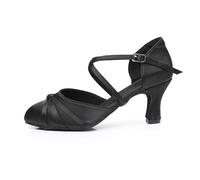 Generisch Elegant Women's Medium Heel Latin Dance Shoes with Soft Satin Sole for Comfort Optimal Performance in the Ballroom, black, 9 UK