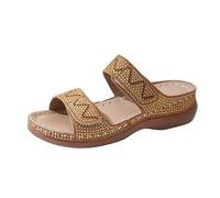 Generisch Elegant Women's Slippers with Rhinestones for Everyone - Stylish Slippers High Quality Upper Midi Heel Perfect Accompaniment to Jeans Skirts Dresses, brown, 5 UK