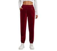 Generisch Elegant women's velvet jeans in casual carnival style as versatile nine-piece ankle trousers for fashionable casual outfits, red, XL