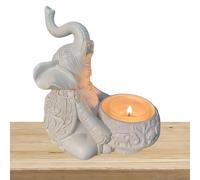 Generisch Elephant Figurines - Polished Resin Material, Solid Stone Component, Votive Candle Holder for Wealth and Happiness | Traditional Chinese Animal Statues for Dining Room Living Table
