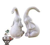 Generisch Elephant Statue - Heart Shaped Proboscis Resin Figures | Loving Couple Home Garden | Use In Living Room Bedroom Gift For Birthday, Holiday, Mother's Day, Set of 2