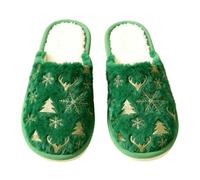 Generisch Elk Pattern Winter Slippers Women's Christmas Slippers Fleece Lined Warm Cotton Slippers Lined Cartoon Animal Print Slippers Stylish Warm Slippers Many Funny Designs, Green, 8 UK