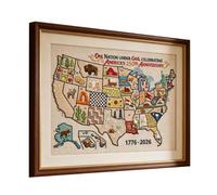 Generisch Embroidery Kit,DIY 250th USA Map Embroidery | Complete Cross Kit,4th of July Independence Day Home Decor for Craft Enthusiast Friends, Family, Veterans