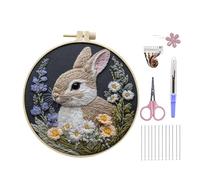 Generisch Embroidery Starter Kit | DIY Cute Rabbit with Needle and Thread | DIY Easter Bunny Embroidery Kit - for Beginners, Adults, Kids, Women, Family, Home, Apartment, Camping, Travel, Holiday,