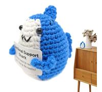 Generisch Emotion Encourage Shark - 17g Yarn Knitted Plush Toy with Inspirational Card, Shark with Encouragement Card | Handmade Funny Soft Shark Doll for Friends and Family