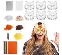 Generisch Empty Cat Mask, Set with Empty Cat Face Accessories with Mesh Felt Costume Prop for Party Carnival Cosplay Women Men