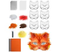 Generisch Empty Cat Mask, Unpainted Cat Mask Set, Costume Accessory with Mesh and Felt Material for Carnival Masquerade Ball
