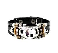 Generisch English Letter Flower Leather Bracelet for Men and Women, Versatile Time Gemstone Weaving, Pearl Craft Gift Kids Watch Bracelet, G, 8x12x4cm