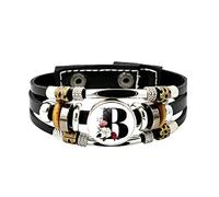 Generisch English Letter Flower Leather Bracelet for Men and Women, Versatile Time Gemstone Weaving, Pearl Craft Gift Kids Watch Bracelet, b, 8x12x4cm