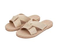 Generisch Espadrilles for Women Platform Slippers Bohemia Slippers Slides Leisure Bathing Slippers Lightweight Outdoor Sandals Mules Woven Sole Casual Summer Shoes for Beach Holiday Everyday, Z3 Khaki