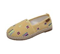 Generisch Espadrilles for Women Summer Lightweight Slippers Classic Loafer Casual Breathable Summer Shoes Comfortable Fitness Walking Shoes Slip On Flat Embroidered Shoes, yellow, 9 UK