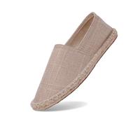 Generisch Espadrilles Men's Summer Braided Canvas Shoes Couples Casual Breathable Flat Fabric Shoes Comfortable Slip On Canvas Shoes Linen Health Shoes Canvas Slippers, 01 Khaki, 12.5 UK