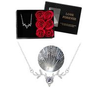 Generisch Eternal Rose with Chain "Dich ich Liebe ich Liebe 100 Languages" Engraving, Preserved Roses Gift Packaging, Romantic Valentine's Day, Rituals Gift Set Women, Gifts for Women, Mittel, Metal