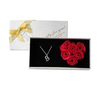 Generisch Eternal Rose with Chain "Dich ich Liebe ich Liebe 100 Languages" Engraving, Preserved Roses Gift Packaging, Romantic Valentine's Day, Rituals Gift Set Women, Gifts for Women, Mittel, Metal