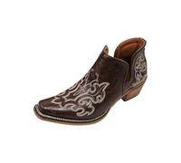 Generisch Ethnic Embroidered Denim Mid-Heel Ankle Boots for Festivals Everyday Durable Women's Chevreau Boots for Outdoor Leisure Spring Slip On Boots with Block Heel Versatile