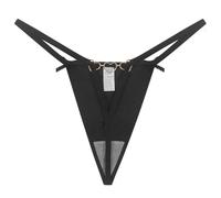Generisch European American Women Thong Hot Love Chain Bow Tie Low Waist Seamless Women Underwear, black, XS