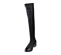 Generisch European and American Winter Plush Long Boots for Women with Over the Knee Heel, Pointed Equestrian Leather Boots Dragon Women's Shoes, black, 5 UK