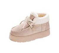 Generisch European Snowflake Pattern High Boots Thick Wool Flat Bottom, khaki, 4 UK