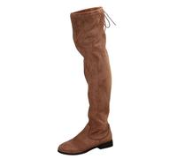 Generisch European Trade Plain Flat Over the Knee Boots for Women Winter Comfortable Fit Long Tube Boots, brown, 8 UK