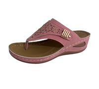 Generisch Experience the comfort: Orthopaedic sandals for women with foot arch support, elegant wedge heel and non-slip flip flops - the perfect trekking sandals for spring, pink, 6 UK