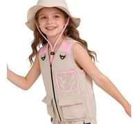 Generisch Explorer Costume for Children with Lightweight Outdoor Equipment - Sleeveless Children's Explorer Vest Set for and Girls Outdoor Hiking as well as Exploring in the Park as well as Nature