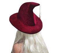Generisch Exquisite Witch Hat with Sparkling Star Pendant for Mystical Stage Performances Festive Fancy Dress Parties (Red, One Size)