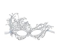 Generisch Exquisite Women's Makeup Face Shield for Dance Festive Occasions with Luxury Gold Powder Decoration as a Crescent Moon Carnival Mask (Silver, One Size)