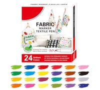 Generisch Fabric Marker, 12/24 Colour Paint Pens, Washable Textile Watercolour Ink, 6.3 x 5.71 Inches , for Home, Outdoor, Laundry, Shoes, Tote Bags, and Polyester Tablecloths