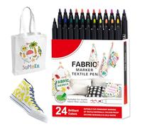 Generisch Fabric Markers | 12/24 Colours Textile Markers for Clothing - Textile Painting Pens Washable for Household Outdoor Laundry Shoes Ceramic Graffiti Carry Bags Industrial Tablecloths Polyester