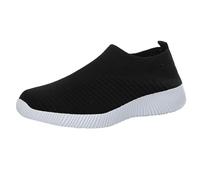 Generisch Fabric Shoes Women's Mother Shoe Summer Mesh Breathable Lightweight Trainers Plain Soft Sole Non-Slip Comfortable Trainers Outdoor Running Workout Casual Shoes 34-40 EU, black, 4 UK