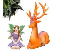 Generisch Fairy Garden Figures | Cute Resin Deer Statue - Mini Garden Figures - For Birthday Party Spring Village Backyard Farm Gate Desk Flower Pot Flowers