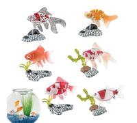 Generisch Fake Fish for Aquarium, 6 Artificial Fish as Decoration, Floating Decorative Model with Base for Swimming Display, Pond, Cabinet Coasters, Bathroom and Indoor Use