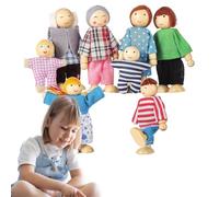 Generisch Family Dolls - 8 Pieces Family Wooden Figures - Role Play Flexible Dolls for Children | Home School Children's Room Fantasy Development