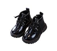 Generisch Fashion All Seasons Children's Boots for Boys Girls Ankle Boots with Thick Soles Non-Slip Lacing Comfortable Animal Leather Pattern Winter Boots 28, black, 6 UK Child