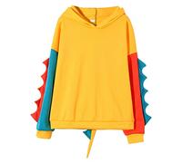 Generisch Fashion Casual Long Sleeve Dinosaur Sweatshirt Pots for Women Loose Blouse High Neck, yellow, M