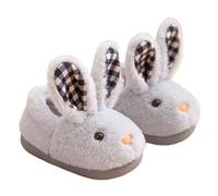 Generisch Fashion Cute Girls Flat Bottom Winter Slippers Soft Warm Comfortable Solid Color Cartoon Rabbit Shape, gray, 1.5 UK Child