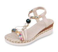 Generisch Fashion Elegant Comfortable Boho Style Platform Sandals for Summer, L Beige, 9 UK