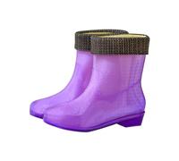 Generisch Fashion Ladies Wellington Boots for Rain Non-Slip Heavy Duty Jelly Shoes with Warm Fleece Lining for Optimal Comfort Style Fashion Rain Boots Trendy Design, purple, 8.5 UK