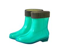 Generisch Fashion Ladies Wellington Boots for Rain Non-Slip Heavy Duty Jelly Shoes with Warm Fleece Lining for Optimal Comfort Style Fashion Rain Boots Trendy Design, Green, 5 UK