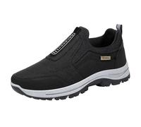 Generisch Fashion Men's Spring Flat Bottom Lightweight Breathable Mesh Slip On Comfortable Solid Color Simple Trainers Features: Trainer Shoes Men, black, 7 UK
