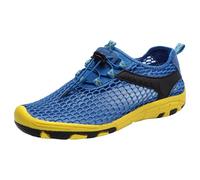 Generisch Fashion Men's Spring Flat Bottom Lightweight Breathable Mesh Slip On Comfortable Solid Color Simple Trainers Features: Mens Shoes Slipper Size 5, blue, 7 UK